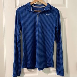 Nike Dri-Fit Blue and Black Striped Long Sleeve Zip-up - size M
